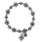 Earth's Jewels Semi-Precious Hematite Natural Grey Round Bracelet, Rhombus Charm